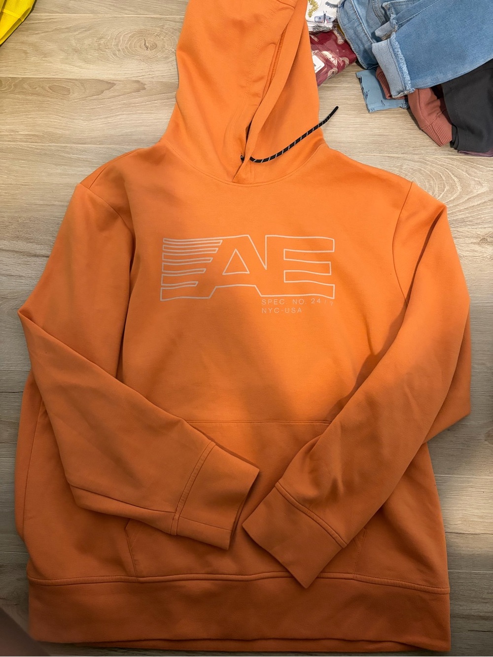 American Eagle Outfitters Orange Logo Hoodie - Men's Pullover